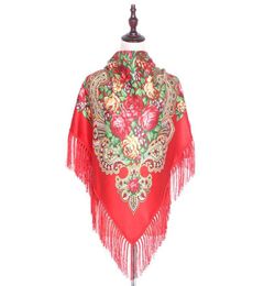 Scarves Add Velvet Warm Triangle Scarf Winter National Wind Shawl Female Printed Tassel Muslim Scarf9307701