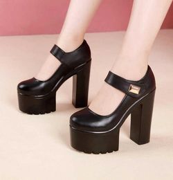 Plus Size 3243 Block Heel Platform Pumps Women Shoes 2021 Spring Fall Mary Jane Shoes High Heels Shoes Ladies Black White X05268667090