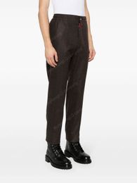 Pantaloni maschili designer lana miscela kiton logo-patch pantaloni a gamba dritta per uomo pantalone lungo casual