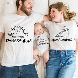 Family Matching Outfits Dinosaur Family Shirts Mommy Daddy Shirt Baby Bodysuits Family Matching Outfits Short Sleeve Family Tshirt Family Gift Shirt d240507
