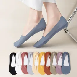 Women Socks 4 Pairs Of Women's Shallow Mouthed Invisible Ice Silk Boat Candy Coloured Thin Breathable Silicone Non Slip Cotton