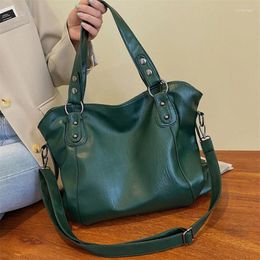 Drawstring Classy Soft Leather Large Women's Bags High Capacity Shoulder Bag Fashion Female Commuter Big Shopper Tote Handbag