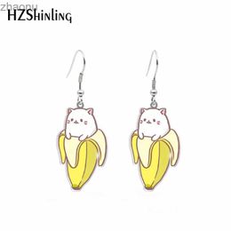 Dangle Chandelier 2021 New Acrylic Hook Earrings Banana Cartoon Cat Pendant Earrings Resin Epoxy Resin Jewelry XW