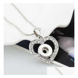 Pendant Necklaces 12Mm Snap Button Necklace White Gold Plated Heart Shaped With Crystal Interchangeable Noosa Ginger Jewelry Price 20P Dh5Fk