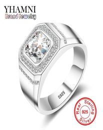 YHAMNI Fashion 925 Sterling Silver Ring 1 Carat 6mm CZ Diamond For Men Wedding Party Gift Fine Jewelry MJZ0343599335