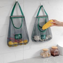 Storage Bags Fruits And Vegetables Ginger Garlic Hanging Bag Kitchen Moisture-proof Mesh Pocket Wall