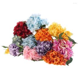 Decorative Flowers 6 Pcs Single For Head Artificial Silk Hydrangea Flower Simulation Leaf Fake Bouq