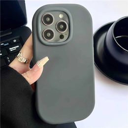 Cell Phone Cases INS Cute Oval Coffee Milk Silicone Soft Phone Case For phone 15 12 11 14 Pro Max 13pro Solid Color Shockproof Bumper Back Cover