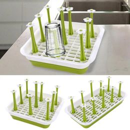 Kitchen Storage Bottle Drying Rack Countertop Cup Holder With Drain Tray Drinking Glasses Stand Accessories