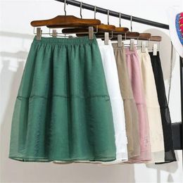 Skirts 2024 Summer Korean Style A-line Fashion Women Mini Skirt Organza Gauze High Waist Short Elegant