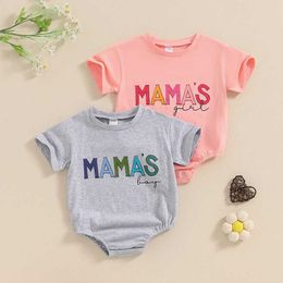 Rompers Summer Baby Clothing Boy Girl Colorful Letter Print Short Sleeve Bodysuit Infant Playsuit H240507