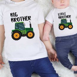 Family Matching Outfits Big Brother Little Brother Family Matching Kids Clothes Short Sleeve T Shirt Baby Bodysuits Sibling T-Shirt and Newborn Playsuit d240507
