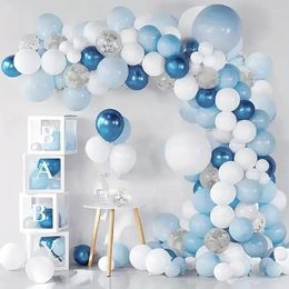Party Decoration Blue Silver Balloons Garland Arch Kit Wedding First Birthday Confetti Latex For Girls Baby Shower
