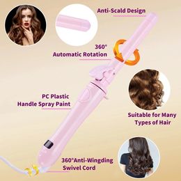 2024プロフェッショナル25mmセラミックオートヘアカーラーLCDカーリングアイアンローラーカールワンドウェーバーヘアスタイリングヘアカーリングツール240507