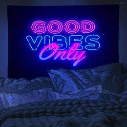 Tapestries 1pc Colourful Fluorescent Tapestry For Living Room Bedroom Dorm - UV BlackLight Wall Hanging With Free Accessories