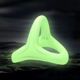 Colourful Soft Silicone Cock Ring for Men Ejaculation Delay Noctilucent Penis Ring Chastity Cage Adult Goods Sex Toy for Men 240506