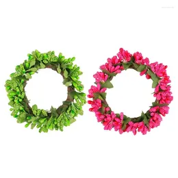 Decorative Flowers Candle Rings Wreaths Artificial Eucalyptus Greenery Wreath Rustic Country Theme Decor Table