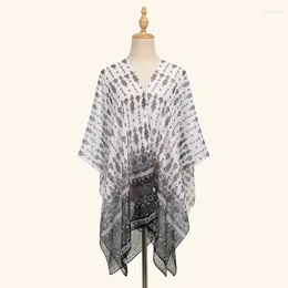 Scarves Est Chiffon Print Shawl Nail Pearls Printed National Style Wrap Scarf For Women Simple Fashion Amice 150 100 Cm