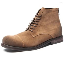 Boots Reverse Suede Retro Men Genuine Leather Men's Shoes Zipper Desert High-quality Ankle Handmade Footwear