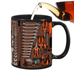Mugs Creative Tool Pattern Coffee Mug 350ml Ceramic Mechanic Toolbox Set Cup Funny For Birthday Christmas Thanksgiving