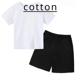 Clothing Sets Solid Children's Cotton T-shirt Set Casual Short Sleeved For Boys And Girls Aged 2-12 Colour Summer Kid Baby