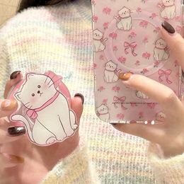 Cell Phone Mounts Holders Korean Cute Pink Cat Magnetic Holder Grip Tok Griptok Phone Stand Holder Support For iPhone For Pad Magsafe Smart Tok