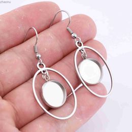 Dangle Chandelier 10 pieces of stainless steel oval hoop earrings base blank suitable for 12mm snap hole earrings frame setting tray DIY ear hook search XW