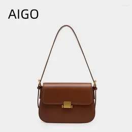 Shoulder Bags AIGO Women Summer Crossbody Bag Armpit Leather Ladies Messenger Female Small Square Clutch Handbag
