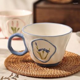Mugs Handmade Embossed Craft Coffee Cup Exquisite Ceramic Mug European Afternoon Tea Teacup Set Holiday Gift