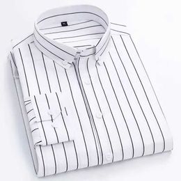 Men's Dress Shirts Mens Striped Shirt Long Sle Shirts All-Match Slim Fit Korean Print Shirt Non- Casual Business Dress Shirts Blue Clothing d240507