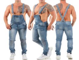 2019 Men Rompers Jeans Fashion Ripped Casual with belt Jumpsuits Hole Denim Bib Overalls Bike Jean 6117993