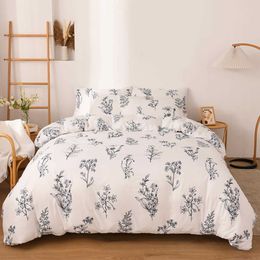 Bedding sets Flower down duvet cover set 3-piece farmhouse plant comfort cover soft plant flower leaf bedding double-sided pattern J240507