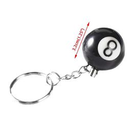 Keychains Lanyards Fashion Creative Billiard Pool Keychain Table Ball Key Ring Lucky Black No.8 Key Chain 32mm Resin Ball Jewellery Gift