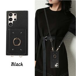 Suitable for Samsung S23 leather S24u phone crossbody A52/A22 card insertion ring fashionable protective case