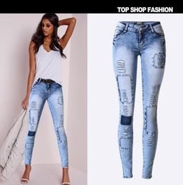 Donna intera jeans 2017 Nuova moda jeans femminile stretching pantaloni a matita buca patchwork pantaloni in denim più dimensioni magre jea2723944