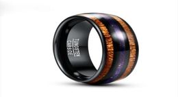 Wedding Rings 8mm Acacia Wood Lapis Lazuli Electric Black Men039s Tungsten Steel Ring Jewelry2019170