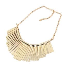 Punk tassel exaggerated geometric fashion trend, metal fan-shaped collarbone chain necklace, necklace accessory