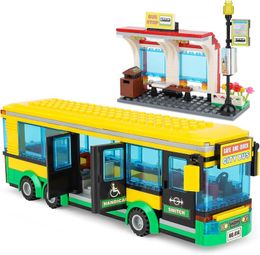 Bus Station Building Blocks Toy for Kids Block Play Toys Gift for Boys Girls Aged 6-12 (416Pcs)