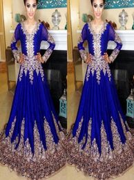 Dubai Kaftan Muslim Long Sleeves Evening Dresses 2019 Lace Appliques Abaya Arabic Formal Prom Dress Moroccan Kaftan Evening Dresse2458911