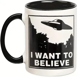 Mugs 11oz Ceramic UFO Mug - Perfect For Coffee Tea And Alien Lovers Double-Sided Design Unique Gift Idea