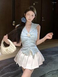 Work Dresses High Quality French Sweet Small Fragrant Tweed Two Piece Set Women Vest Tops Pleated Skirt Suit Fashion Summer 2 Sets