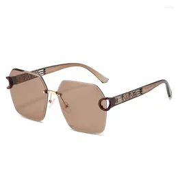 Sunglasses 2024 Fashion Vintage Polygon Women Men Brand Designer Oversized Rimless Sun Glasses Ladies UV400