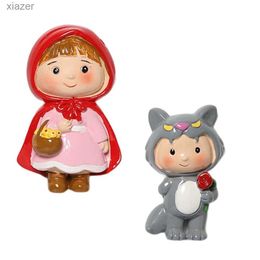 Fridge Magnets New cute cartoon fairy tale Little Red Riding Hood and Big Bad Wolf 3D resin refrigerant stickers used for home decoration WX