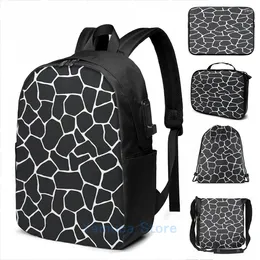 Backpack Funny Graphic Print Black And White Giraffe USB Charge Men School Bags Women Bag Travel Laptop