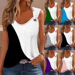 Women's T Shirts Oversized T-Shirt Top Women Elegant Shirt Tops Sleeveless Casual Cropped Printed Camisole Round Neck Camisetas Mujer