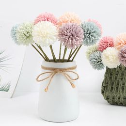 Decorative Flowers 6pcs Artificial Chrysanthemum Ball Bouquet Home Party Decorations Faux Hydrangea Flower Wedding Bridesmaid Arrangements