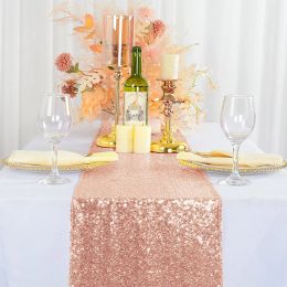 Linens (5pcs/8pcs/10pcs)Wedding Sequin Shiny Table Runner for Christmas Birthday Party Baby Shower Dinning Table Cover Home Table Decor