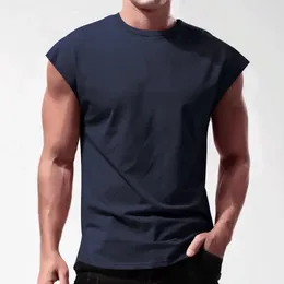 Men's Tank Tops Men Sleeveless T Shirts Top Slim Summer O Neck Short Sleeve Breathable Workout Fitness Bodybuilding Muscle Undershirt