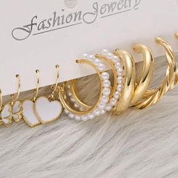 Dangle Earrings Vintage Butterfly Pearl Heart Stud Set For Women Circle Drop Earring Trendy Jewellery Statement Gift