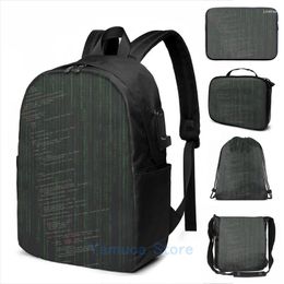 Backpack Funny Graphic Print Linux Kernel Code USB Charge Men School Bags Women Bag Travel Laptop